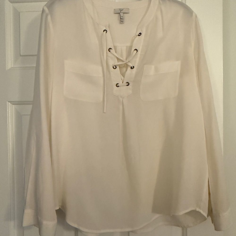 Joie Cream Lace-Up Blouse